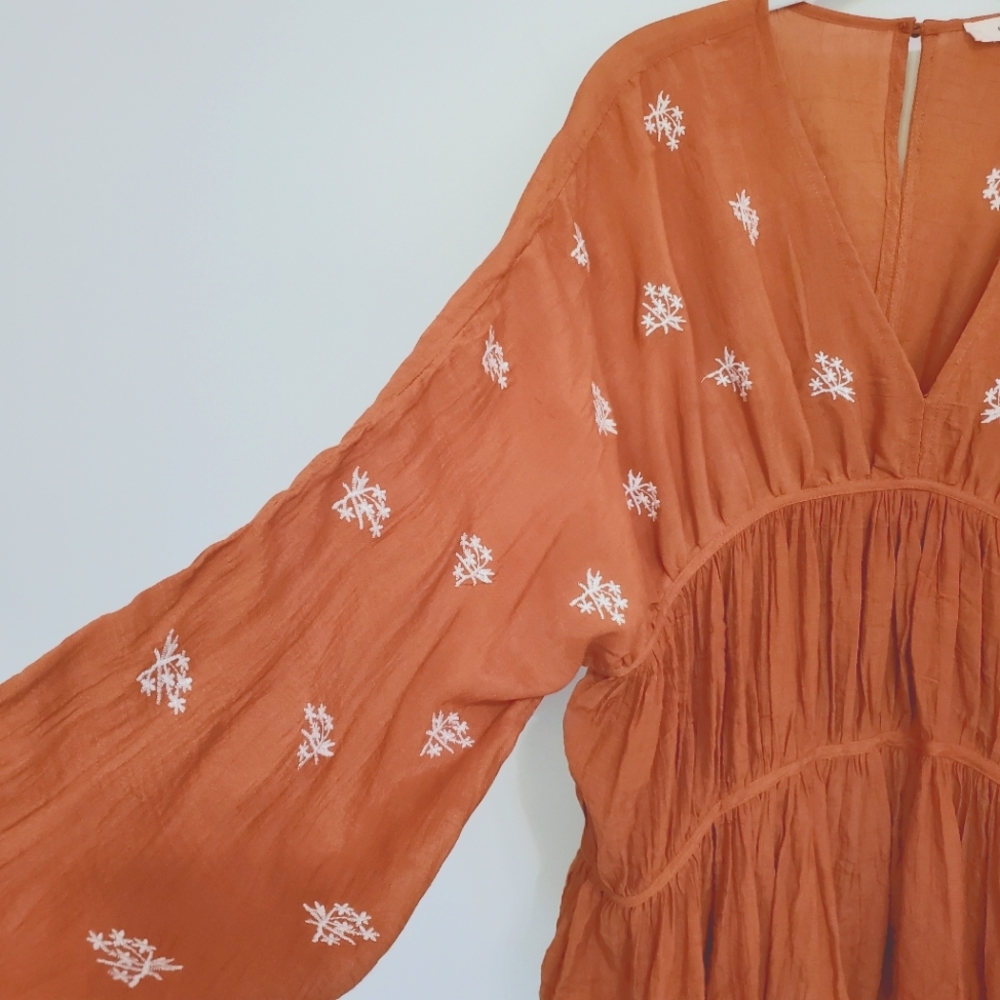 Anthropologie Entro Peasant Embroidered Bohemian Top Size Small - Picture 4 of 7
